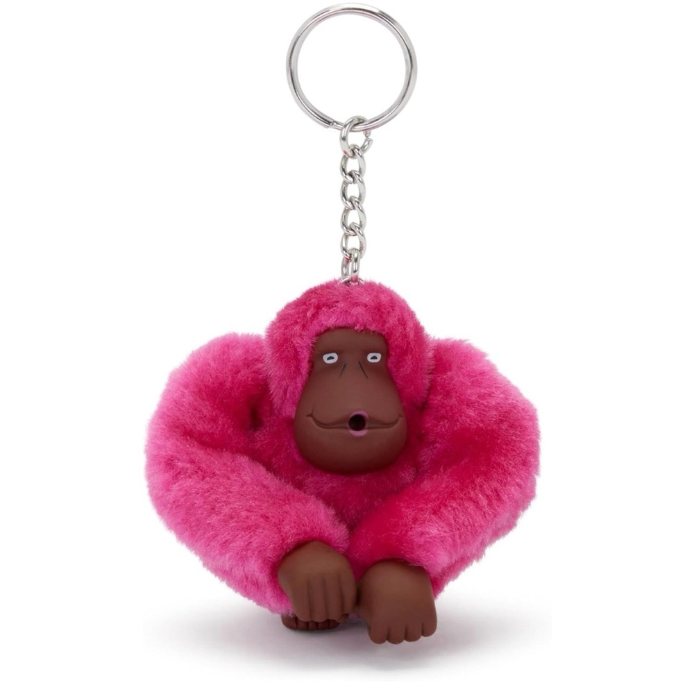 NWT Kipling Sven Medium Monkey Keychain Azalea Pink Designer Fluffy Furry Plush